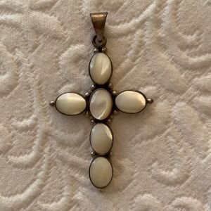 Cross Pendant with pearls and silver